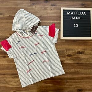 NWT Matilda Jane Enchanted Garden Blaire Striped Kids Hoodie 12 Red White Blue